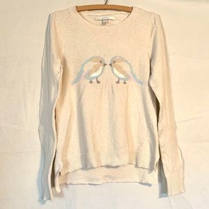 Lauren Conrad cream sequin bird sweater size XS